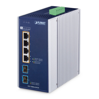 PLANET IGS-1000-4UP2X przełącznik sieciowy 2.5G Ethernet (100/1000/2500) Obsługa PoE Aluminium, Niebieski