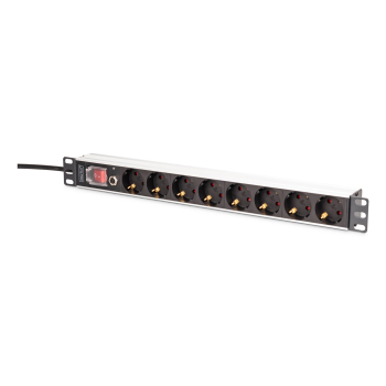 Digitus DN-95436 rozdzielacz zasilania PDU 8 x gniazdo sieciowe 1U Czarny, Srebrny