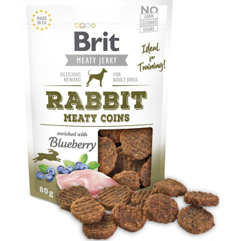 Brit Jerky Rabbit Meaty Coins - Królik - przysmak dla psa - 80g