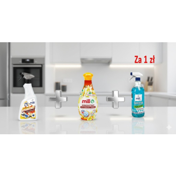 MILL Odplamia+Koncentr do płukan tkani+Płyn do szyb