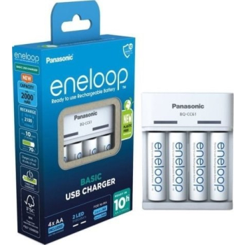 ŁADOWARKA PANASONIC BASIC USB + 4x AA ENELOOP 2000 mAh
