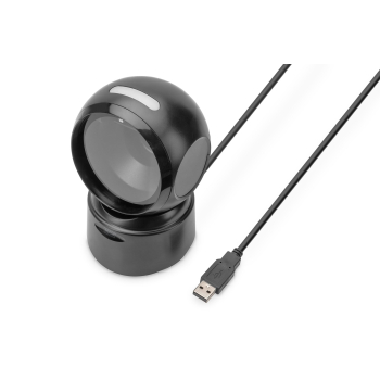 DIGITUS DA-81005 CZYTNIK KODÓW KRESKOWYCH PRZEWODOWY STACJONARNY USB-A 1.4M, 1D I 2D, ZGODNY Z KODAMI QR