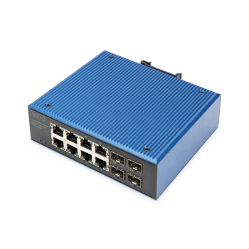 Przełącznik przemysłowy 8+4-Port Gigabit Ethernet PoE z 8x GE RJ45 i 2 SFP+ Portami, PoE