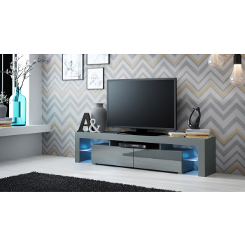 Szafka RTV SOLO 200x45x36 szary/szary połysk
