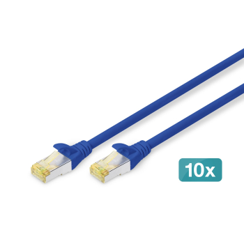 DIGITUS CAT 6A S/FTP Patchkabel, 10 StĂĽck, 2m, blau