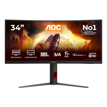AOC G4 CU34G4CAP monitor komputerowy 86,4 cm (34") 3440 x 1440 px UltraWide Quad HD LCD Czarny, Czerwony
