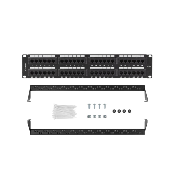 LANBERG PATCH PANEL 48 PORT 2U KAT.6 CZARNY PPU6-2048-B