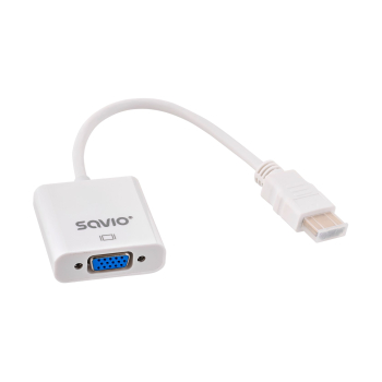 SAVIO ADAPTER HDMI (M) -VGA(F) BIAŁY CL-201
