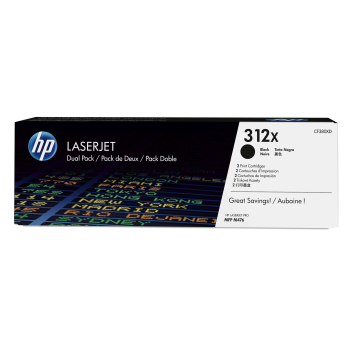 HP 312X zestaw 2 oryginalnych, wysokowydajnych wkładów laserowych czarnych