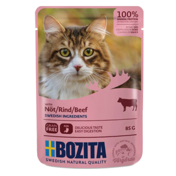 BOZITA Mięsne kawałki w sosie z wołowiną - saszetka dla kota - 85g