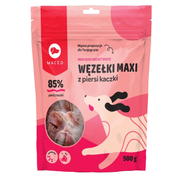 MACED Węzełki maxi z piersi kaczki - przysmak dla psa - 500g
