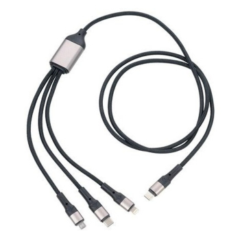 TROIKA DREIZACK PRO kabel USB 1,2 m USB C USB C/Micro USB-A/Lightning 100 W Czarny, Szary