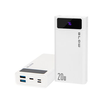 BLOW POWER BANK 20000MAH QC+PD 20W + LIGHTNING BIAŁY PB20E