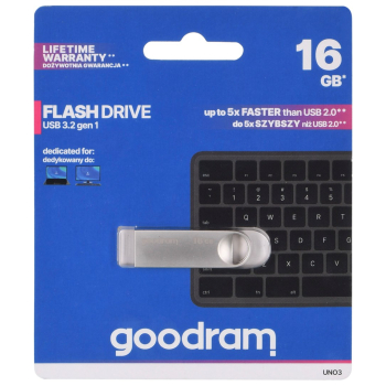 GOODRAM FLASHDRIVE 16GB UNO3 SILVER USB 3.2 Gen 1