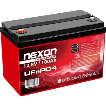 NEXON AKUMULATOR LIFEPO4 100AH 12,8V, BLUETOOTH (APLIKACJA) I MATA GRZEWCZA