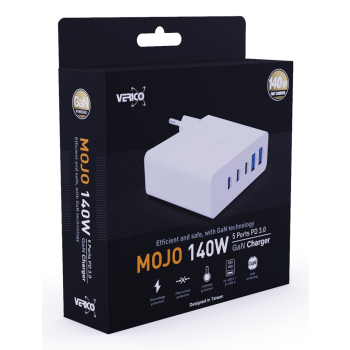 Verico LadegerĂ¤t MOJO GaN 140W PD, 5-Port (USB-A & USB-C) WH retail