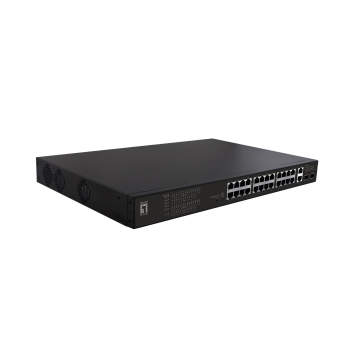 Przełącznik LevelOne FE PoE+ 28-portowy 19" 390W 1Gbps