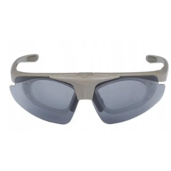 Okulary strzeleckie Wosport Tan - 3 wymienne wizjery, pasek