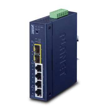 PLANET Industrial L2/L4 4-Port Zarządzany L2/L4 Gigabit Ethernet (10/100/1000) Niebieski