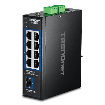 9-portowy przemysłowy przełącznik przemysłowy 2,5G na szynę DIN TRENDnet z 10G SFP