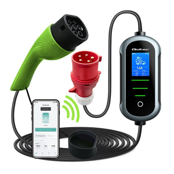 Qoltec Mobilna ładowarka do samochodu elektrycznego EV i hybryd z regulacją 2w1 Typ2 | 22kW | 400V | CEE 32A | Wi-fi | TUYA | SMART LIFE | LCD | Przen