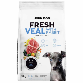 John Dog PUPPY FRESH VEAL WITH RABBIT Karma sucha dla psa 3kg