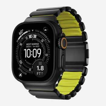 NOMAD Stratos Band - tytanowa bransoleta do Apple Watch 49mm z FKM (black titanium, volt FKM)
