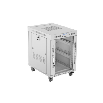 Szafa instalacyjna rack stojąca 19" 15U 600x800 szara drzwi szklane LCD Lanberg (Flat Pack) V2