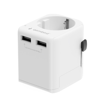 GEMBIRD UNIWERSALNY ADAPTER PODRÓŻNY (EU) 12 W, BIAŁY