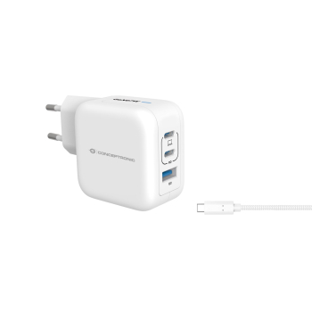 CONCEPTRONIC LadegerĂ¤t 3Port GaN 2xUSB-C/1xA 67WPD3.0/PPS ws