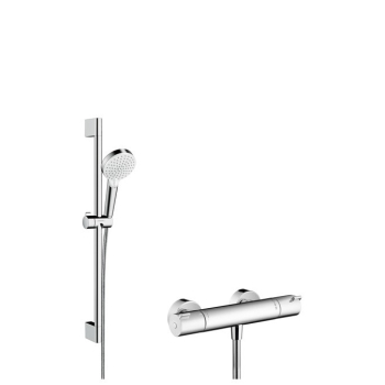 Hansgrohe Crometta brusersystem z 65 cm Vario brusesat i Ecostat 1001 CL termostatarmatur til frembygning