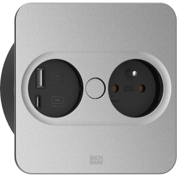 Bachmann 946.015 gniazdko elektryczne Type E + USB A + USB C Stal nierdzewna