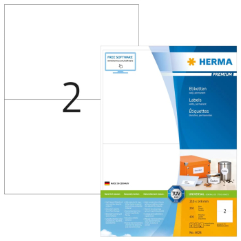 HERMA Etiketten Premium A4 weiĂź 210x148  mm Papier  400 St.