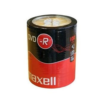 MAXELL DVD-R 4,7GB 100 szt.  w opakowaniu SHRINK. Prędkość zapisu 16X, 120 min.  Przeznaczenie nagrywanie Multimediów.