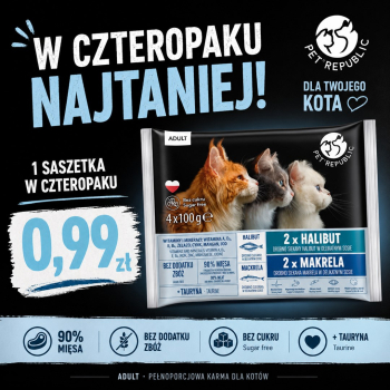 PetRepublic Adult halibut - makrela mokra karma dla kota 4x100g