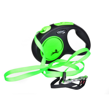 Smycz FLEXI automatyczna New Neon taśma M 5 m zielona