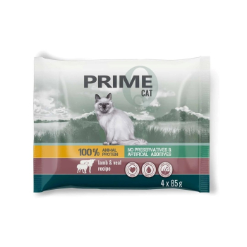 PUPIL Prime bogata w jagnięcinę z indykiem + cielęcinę z królikiem karma dla kota 4x85g