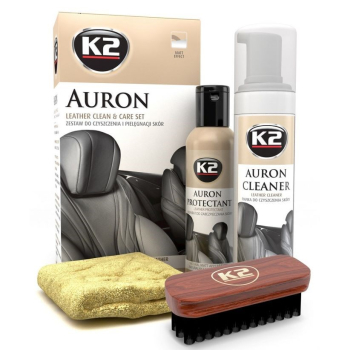 K2 AURON zestaw (Auron Cleaner+Auron Protectant+szczotka Auron Brush + mikrofibra) - zestaw do czyszczenia i pielęgnacji skór