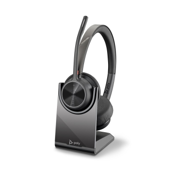 POLY Stereofoniczny zestaw słuchawkowy USB A Voyager 4320 + przejściówka BT700 USB-A + podstawka ładująca