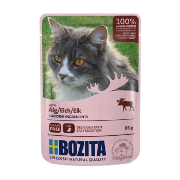BOZITA Mięsne kawałki w galarecie z łosiem - saszetka dla kota - 85g