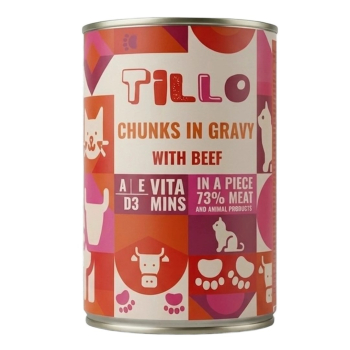 TILLO Kawałki w sosie z wołowiną mokra karma dla kotów 415g