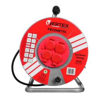Przedłużacz elektryczny  bębnowy 25M VERTEX 3x2,5mm PB25METAL czarny
