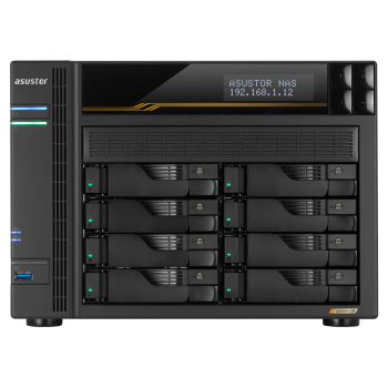 NAS Asustor AS6808T; Tower; 8x (3.5" SATA HDD/ 2.5" SSD); AMD Ryzen Embedded V3C14; 16G ECC DDR5 SODIMM (max. 64GB), 2x 10GbE, 2x 5GbE, 4x M.2 2280 NV