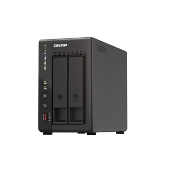 Qnap TS-253E-8G, Tower, 2 x 2.5"/3.5" SATA, Intel Celeron J6412 4C/4T, 8 GB DDR4 onboard not expandable, 2 x 2.5GbE, External adapter (PSU)