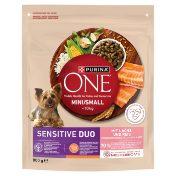 PURINA One Mini/Small Sensitive Łosoś, ryż - sucha karma dla psa - 800 g