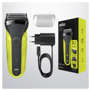 Golarka elektryczna Braun Series 3 Shave&Style 300BT, maszynka do golenia dla mężczyzn, Volt zielony, golarka foliowa, zielony, przyciski, LED, ładowa
