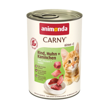 ANIMONDA Carny Kitten wołowina, kurczak i królik - mokra karma dla kociąt - 400 g