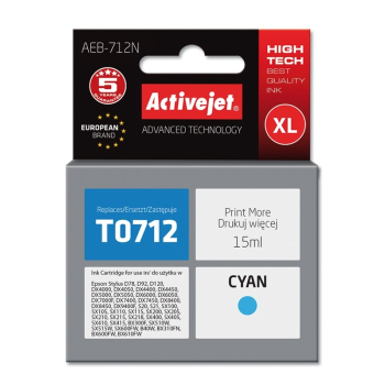 Activejet AEB-712N Tusz (zamiennik Epson T0712, T0892, T1002; Supreme; 15 ml; niebieski)