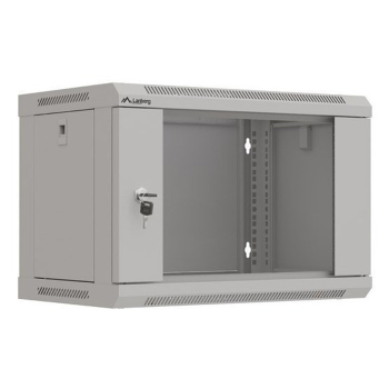 Szafa instalacyjna rack wisząca 19" 6U 540x350 szara drzwi przeszklone Lanberg (Flat Pack)