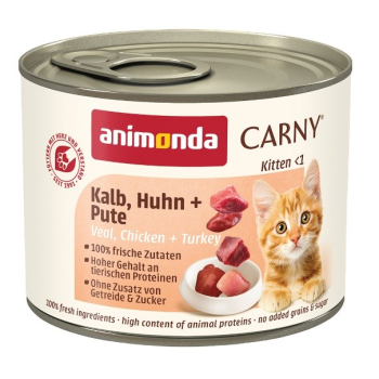 ANIMONDA Carny Kitten Cielęcina Kurczak Indyk - mokra karma dla kota - 200g